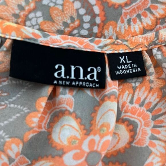 a.n.a. Orange And Brown Paisley Boho Top   Size XL - Picture 3 of 5